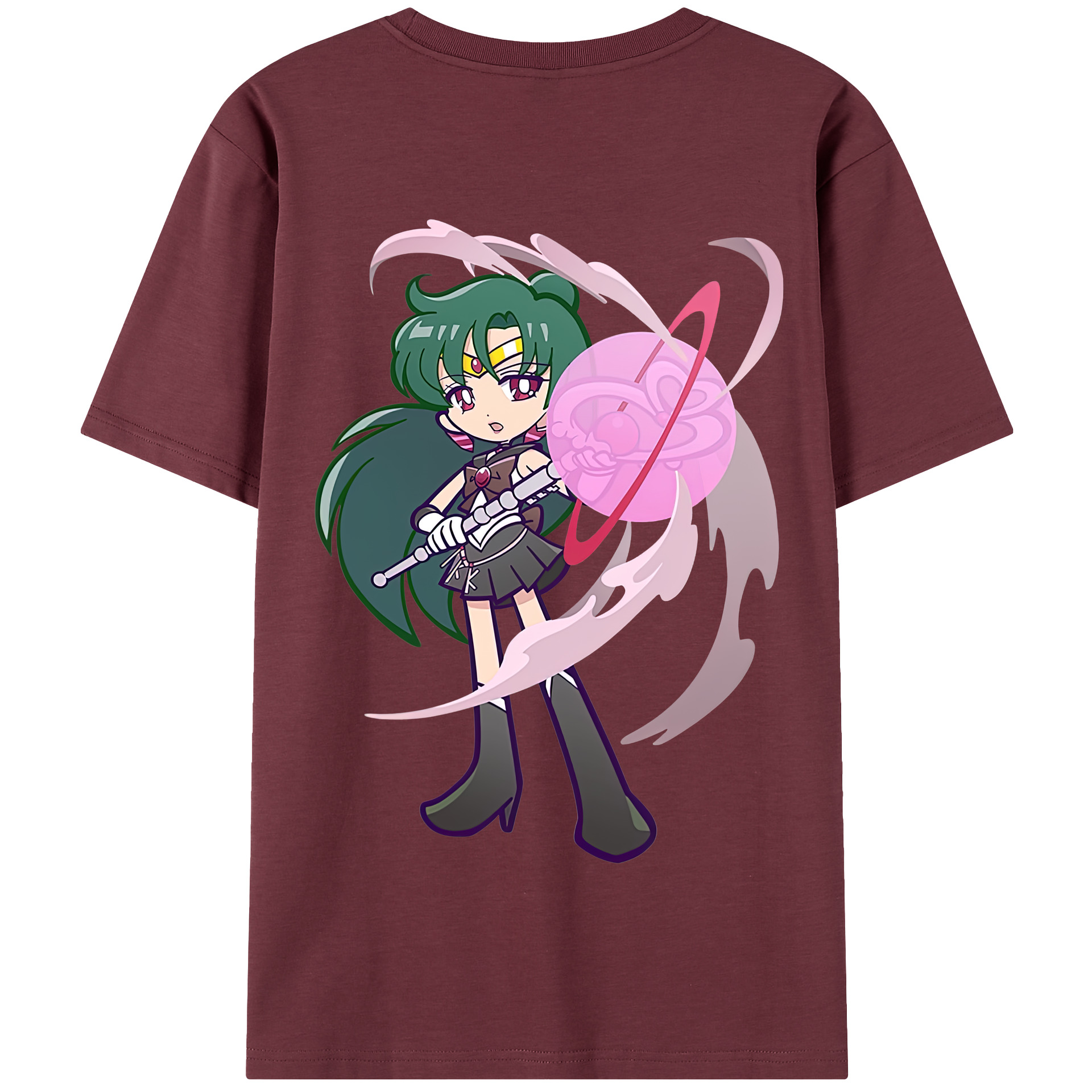 （画像用） 美少女戦士セーラームーン 冥王せつな Sailor Moon Meiou Setsuna 綿100％半袖Tシャツ（背面プリント）